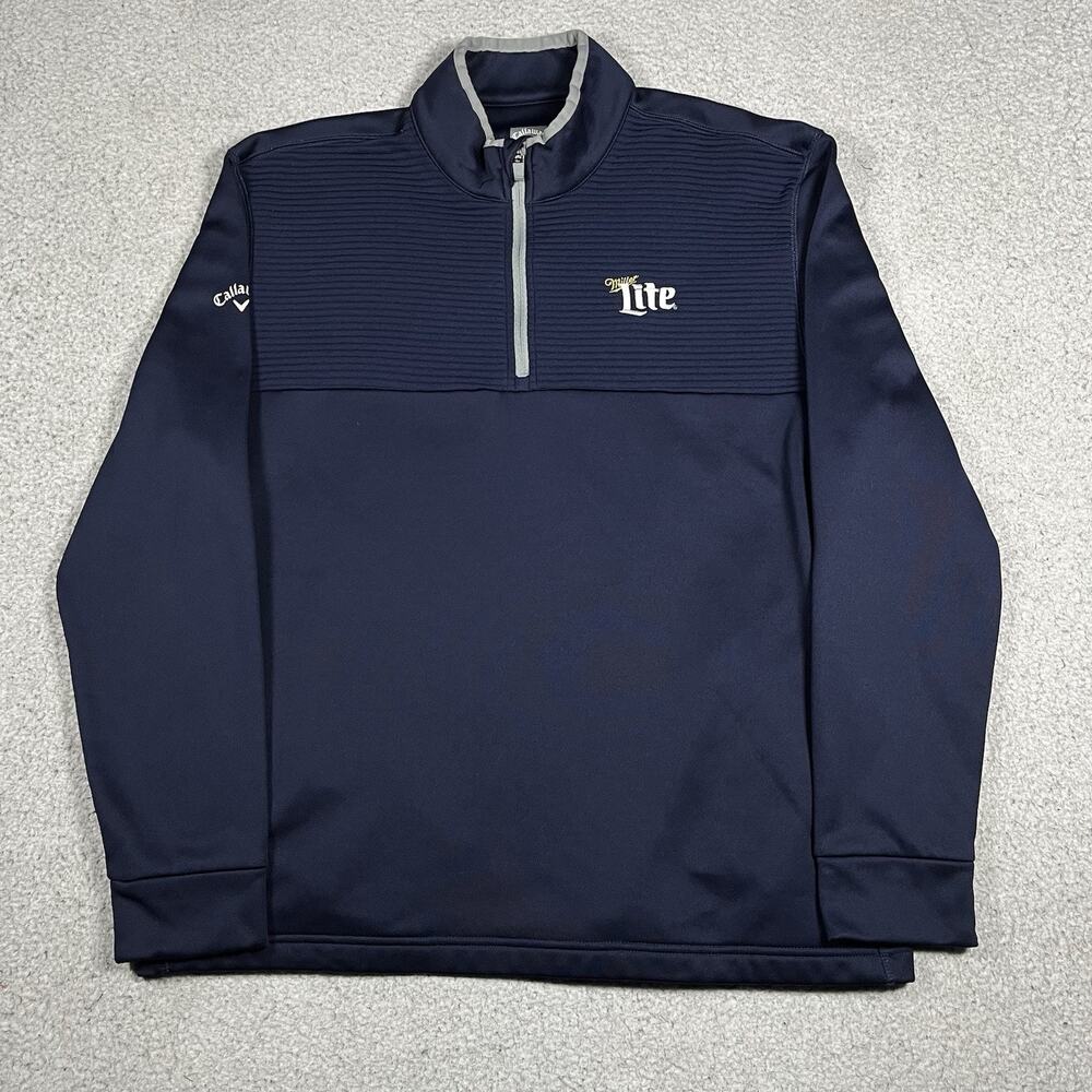 Callaway 1/4 Zip Pullover Mens XL Blue Miller Lite Beer Logo Promo Jacket Golf